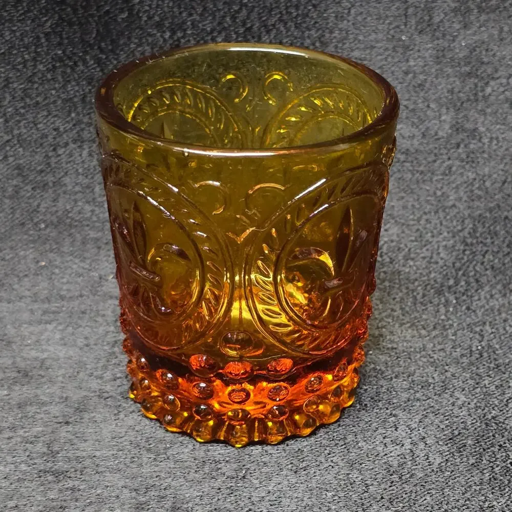 Vintage Fleur-De-Lys Mini Jar Shot Glass Votive Candle Holder Home Decor Display